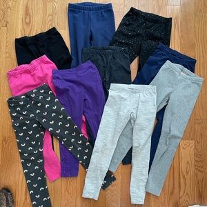 10 pair of Girls leggings, size 7.